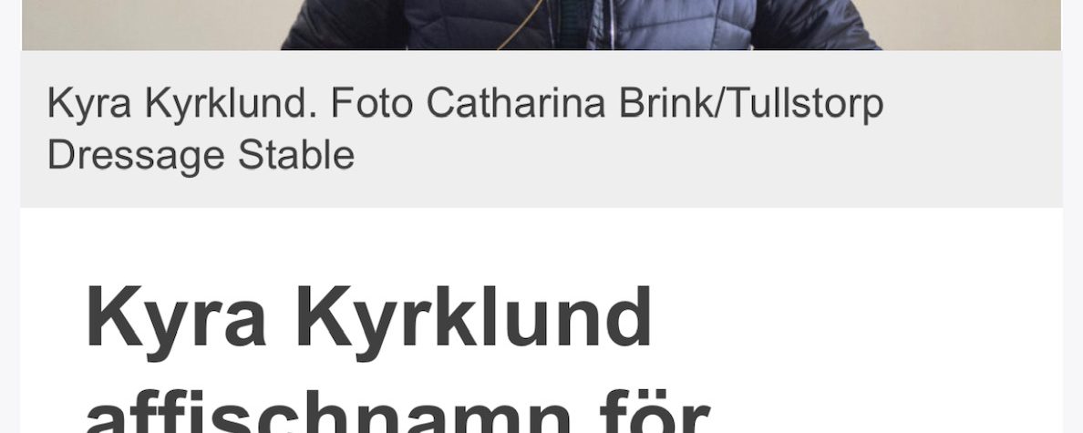 Kyra Kyrklund affischnamn för dressyrsatsning på Jönköping Horse Show